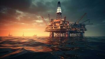 Oil rig at the sea photo