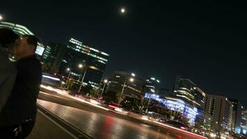 Timelapse av seoul nattliv med upptagen trafik, söder korea video