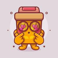 kawaii reciclar compartimiento personaje mascota con amor firmar mano gesto aislado dibujos animados en plano estilo diseño vector