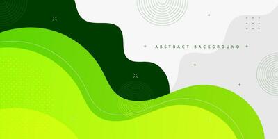 Green colorful geometric business banner design. Creative banner design with wave shapes and lines on white background. Simple horizontal banner. Eps10 vector