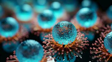 Close up under a microscope view of abstract viruses background photo