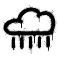 Spray Painted Graffiti Cloud and rain icon Sprayed isolated with a white background. graffiti Cloud and rain with over spray in black over white. vector