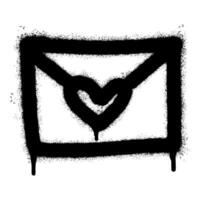 Spray Painted Graffiti mail icon Sprayed isolated with a white background. graffiti envelope with over spray in black over white. vector