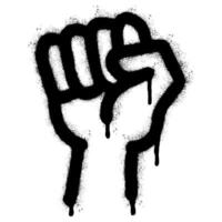 Spray Painted Graffiti fist hand icon Sprayed isolated with a white background. graffiti fist power symbol with over spray in black over white. vector