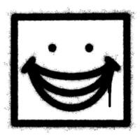 Spray Painted Graffiti smiling face emoticon isolated on white background. vector