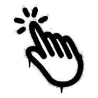 Spray Painted Graffiti Clicking finger icon Sprayed isolated with a white background. graffiti hand pointer with over spray in black over white. vector