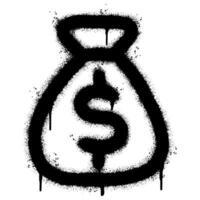 Spray Painted Graffiti Money Bag icon Sprayed isolated with a white background. vector