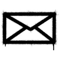 Spray Painted Graffiti mail icon Sprayed isolated with a white background. graffiti envelope with over spray in black over white. vector