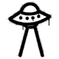 Spray Painted Graffiti ufo icon Sprayed isolated with a white background. graffiti ufo symbol with over spray in black over white. vector