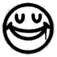 Spray Painted Graffiti smiling face emoticon isolated on white background. vector