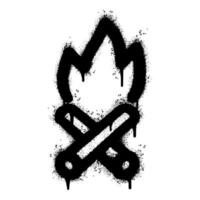 Spray Painted Graffiti camp fire icon Sprayed isolated with a white background. graffiti fire icon with over spray in black over white. vector