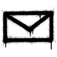 Spray Painted Graffiti mail icon Sprayed isolated with a white background. graffiti envelope with over spray in black over white. vector