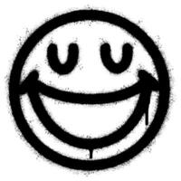 Spray Painted Graffiti smiling face emoticon isolated on white background. vector