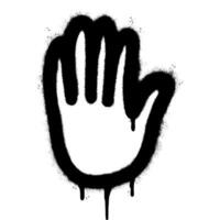 rociar pintado pintada detener mano icono rociado aislado con un blanco antecedentes. pintada detener mano símbolo con terminado rociar en negro terminado blanco. vector