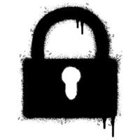 Spray Painted Graffiti padlock icon Sprayed isolated with a white background. graffiti padlock with over spray in black over white. vector