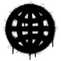 Spray Painted Graffiti world icon Sprayed isolated with a white background. graffiti globe icon with over spray in black over white. vector