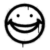 Spray Painted Graffiti smiling face emoticon isolated on white background. vector