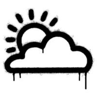 Spray Painted Graffiti Cloudy Weather Icon Sprayed isolated with a white background. graffiti clear clouds icon with over spray in black over white. vector