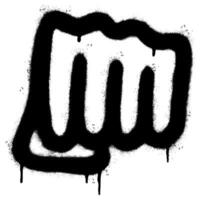 Spray Painted Graffiti fist hand icon Sprayed isolated with a white background. graffiti fist power symbol with over spray in black over white. vector