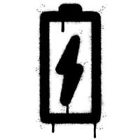 Spray Painted Graffiti battery Charging icon Sprayed isolated with a white background. graffiti Battery icon with over spray in black over white. vector