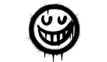 Spray Painted Graffiti smiling face emoticon isolated on white background. vector