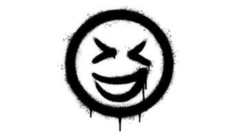 Spray Painted Graffiti smiling face emoticon isolated on white background. vector