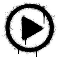 Spray Painted Graffiti Play button icon Sprayed isolated with a white background. graffiti Play button with over spray in black over white. vector