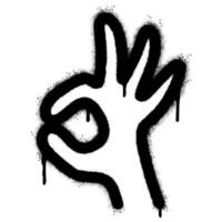 Spray Painted Graffiti hand ok sign Sprayed isolated with a white background. graffiti Perfectly ok hand with over spray in black over white. vector