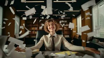 A Happy Woman Thriving in the Office Environment photo