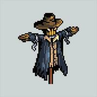 Pixel art illustration Scarecrow. Pixelated Scarecrow. Creepy Scarecrow Farm icon pixelated for the pixel art game and icon for website and video game. old school retro. vector