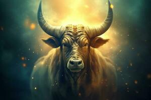 Zodiac sign Ox. Zodiacal horoscope background. Ai Generated photo