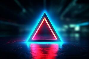 Abstract neon triangle background. 3d rendering. Neon triangle background. photo