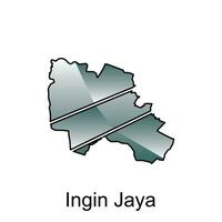 map of Ingin Jaya City logo design concept illustration idea style flat vector design template. isolated on white background