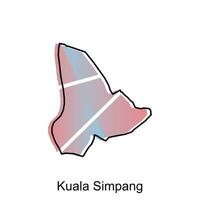 mapa ciudad de kuala simpang, mundo mapa internacional vector modelo con contorno gráfico bosquejo estilo en blanco antecedentes