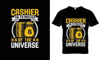 cashier the paymaster of the universe colorful Graphic T-Shirt,  t-shirt print mockup vector