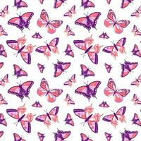 Insects, butterfly pattern, background, purple pink spring mood pattern. Gentle seamless pattern with butterflies for backgrounds and packages. vector