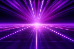 3d abstract background with neon lights, neon tunnel, empty stage photo
