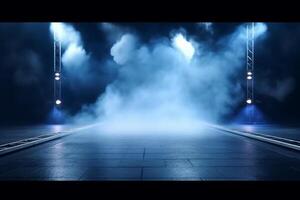 Stage Spotlight with smoke and spotlights, Stage Spotlight on a Stage, Stage Background photo
