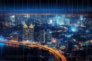 Smart city with wireless communication network and internet of things IOT photo