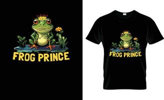 Frog Prince colorful Graphic T-Shirt,t-shirt print mockup vector