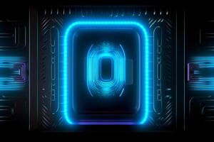 3d rendering of red and blue glowing Digital fingerprint on black background. photo