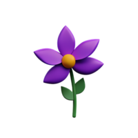 lila blomma 3d tolkning ikon illustration png