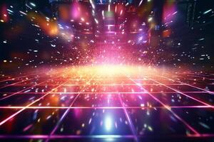abstract technology background with glowing lines and dots. 3d render photo