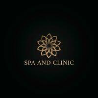 Vector logo design template and emblem  with petals and lines - luxury beauty spa concept - golden badge for yoga studios, holistic medicine centers, natural and organic food products and packaging