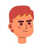 Serious red haired man semi flat vector character head. Young boy. Editable cartoon avatar icon. Face emotion. Colorful spot illustration for web graphic design, animation