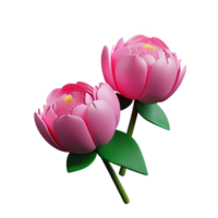 peony 3d rendering icon illustration png