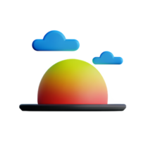 sunrise 3d rendering icon illustration png