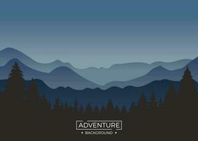 Adventure background with Mountain and blue light reflected at night. vector