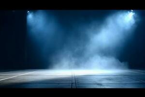 Stage Spotlight with smoke and spotlights, Stage Spotlight on a Stage, Stage Background Ai Generative photo