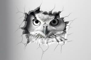 Eagle breaking through a cracked wall with a hole in it. Ai Generative photo